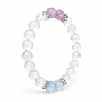 AURA Amulet angled clear quartz bracelet with amethyst and aquamarine for a crystal for calm.