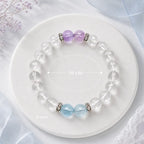 AURA Amulet clear quartz crystal bracelet size guide with 8mm beads and 16cm inner loop. 