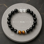 AURA Amulet obsidian bracelet for protection size guide with 8mm beads and 16cm loop for perfect fit. 
