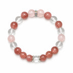AURA Amulet Strawberry & Rose Quartz Self-Love Bracelet flat laid for product detail clarity. 